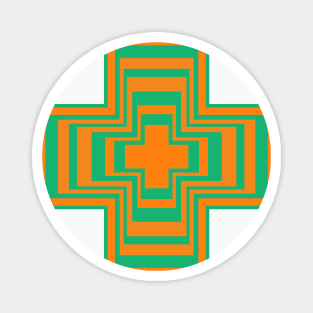 Abstract Cross Orange and Green Magnet